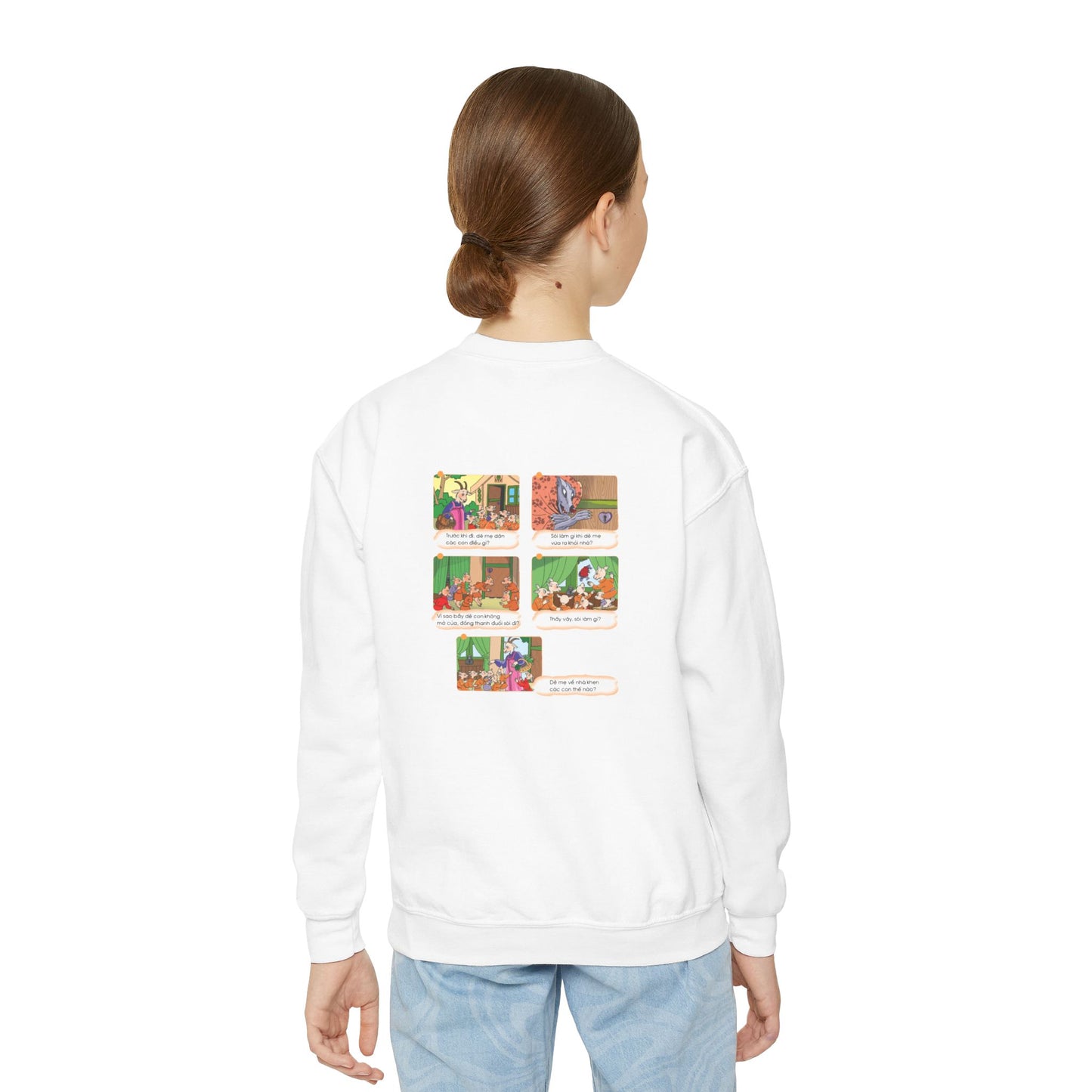 Premium Youth Crewneck Sweatshirt | The Story of the Kind Girl and Grateful Bear