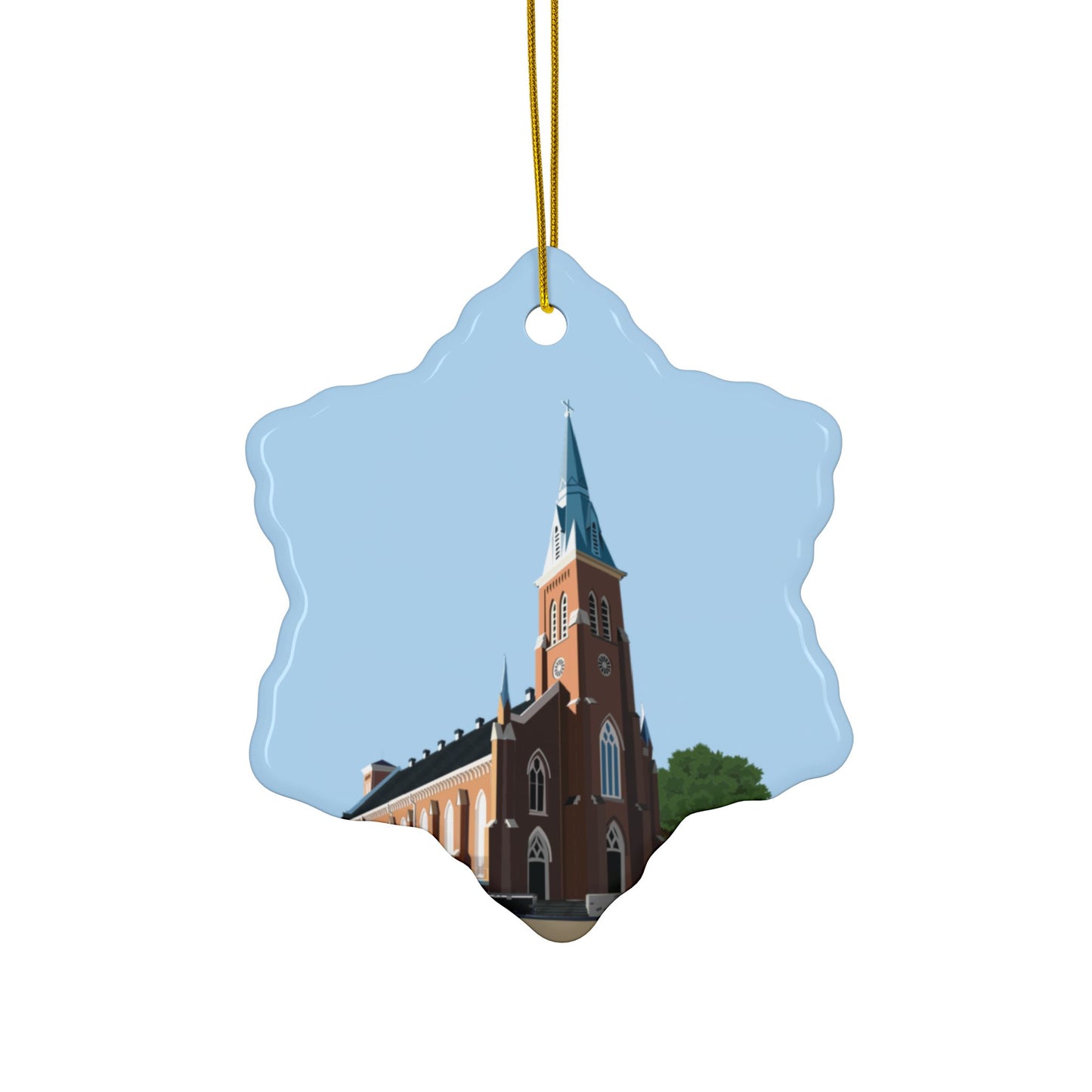 Christmas Ceramic Ornament | Catholic Church Scene | Sacred Holiday Decor