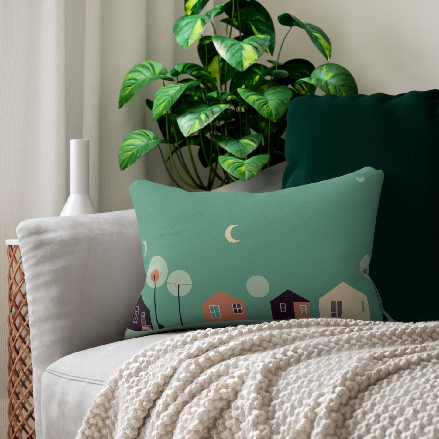 Townhouse Doodle Lumbar Pillow | Bring Artistic Whimsy to Your Home