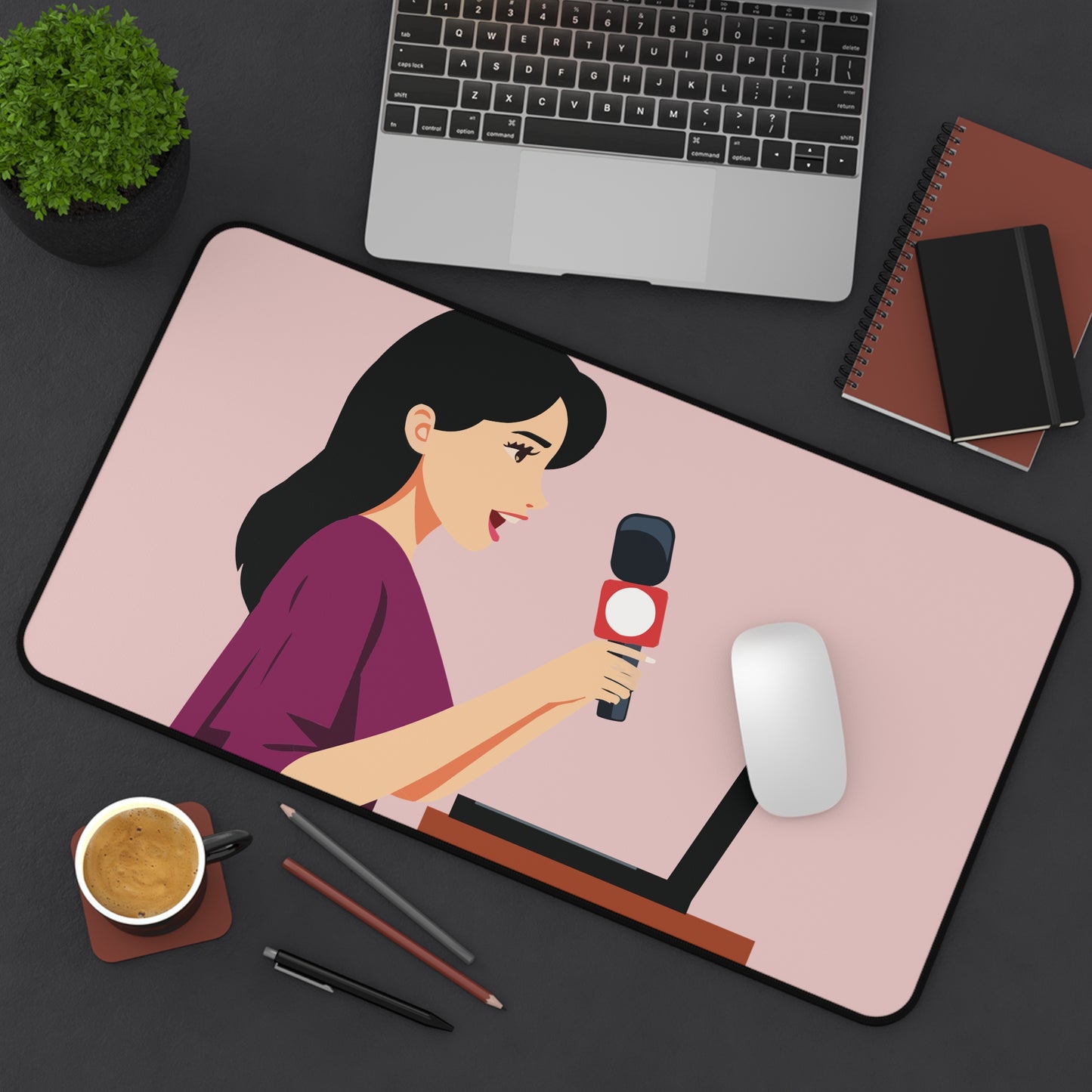 The Confident Girl On Stage | Artistic Desk Mat | Celebrate Modern Women