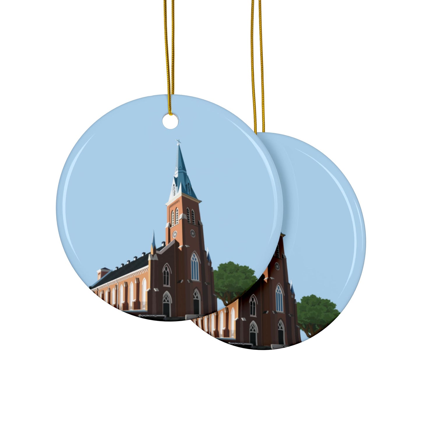 Christmas Ceramic Ornament | Catholic Church Scene | Sacred Holiday Decor
