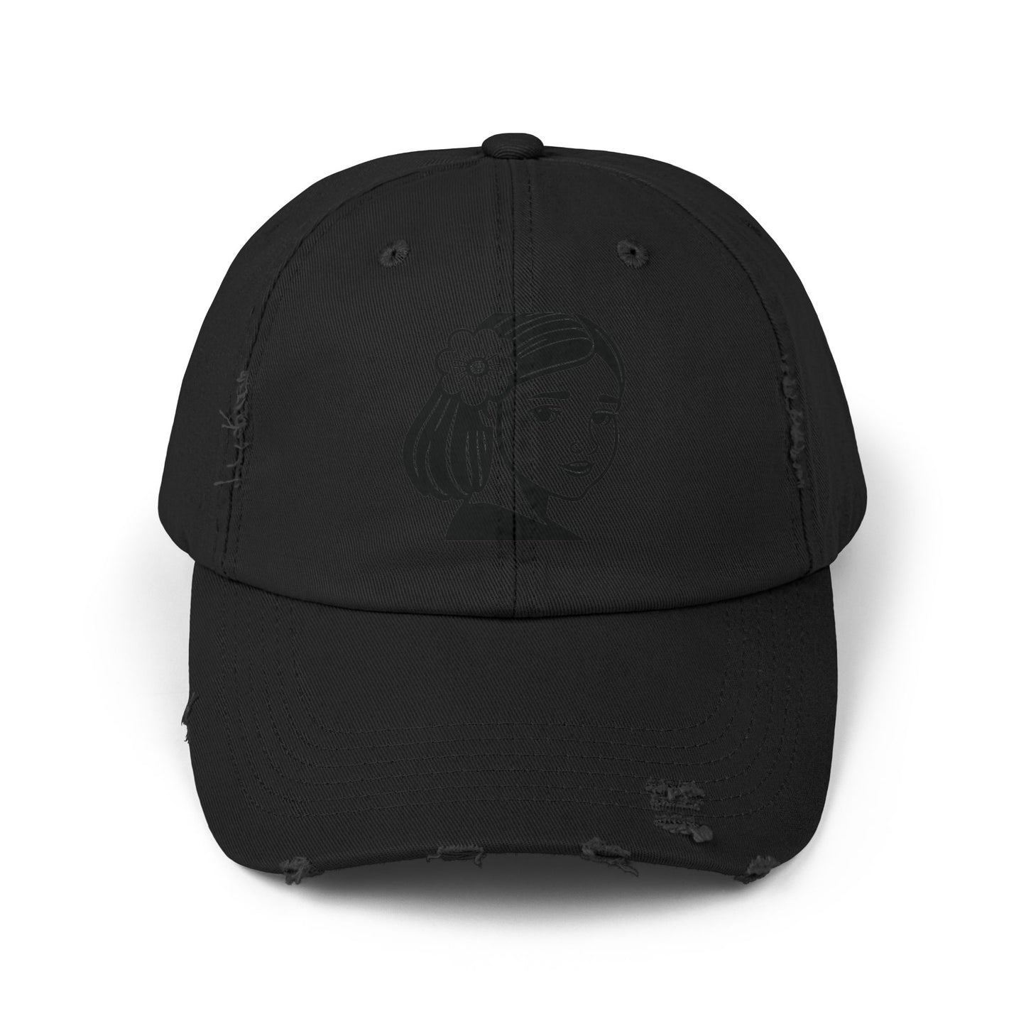 Artistic Vibe | Vintage Distressed Cap with Girl Portrait Sketch