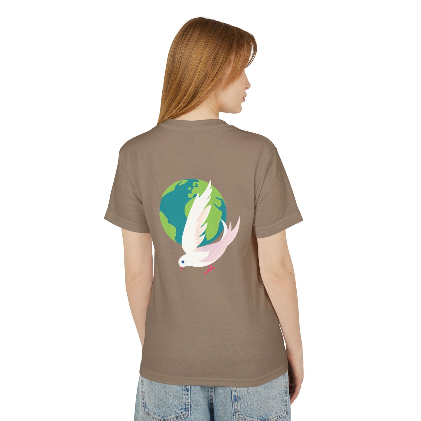 Global Peace Vibes | Unisex Garment-Dyed Tee with Dove & Earth Print | Fun – Meaningful – Earth-Loving