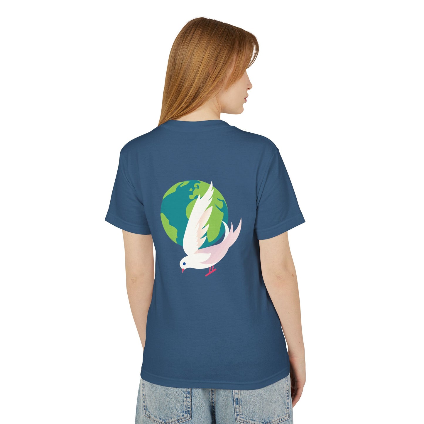 Global Peace Vibes | Unisex Garment-Dyed Tee with Dove & Earth Print | Fun – Meaningful – Earth-Loving