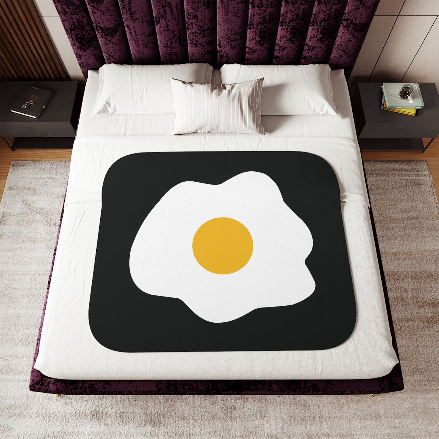 Wake Up Happy | Sherpa Blanket with Fried Egg Print
