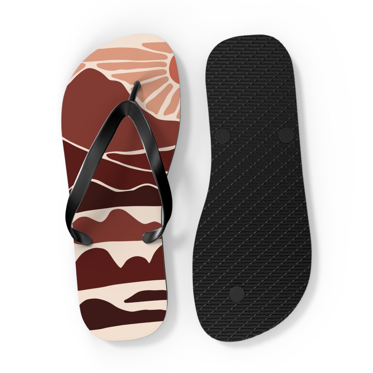 SolMori | Minimalist Flip-Flops with Abstract Sun & Mountain Print