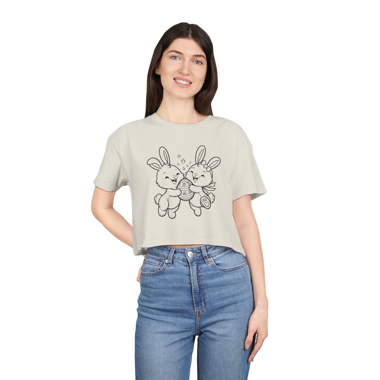 Women's Crop Tee | The Happy Bunnies & Egg