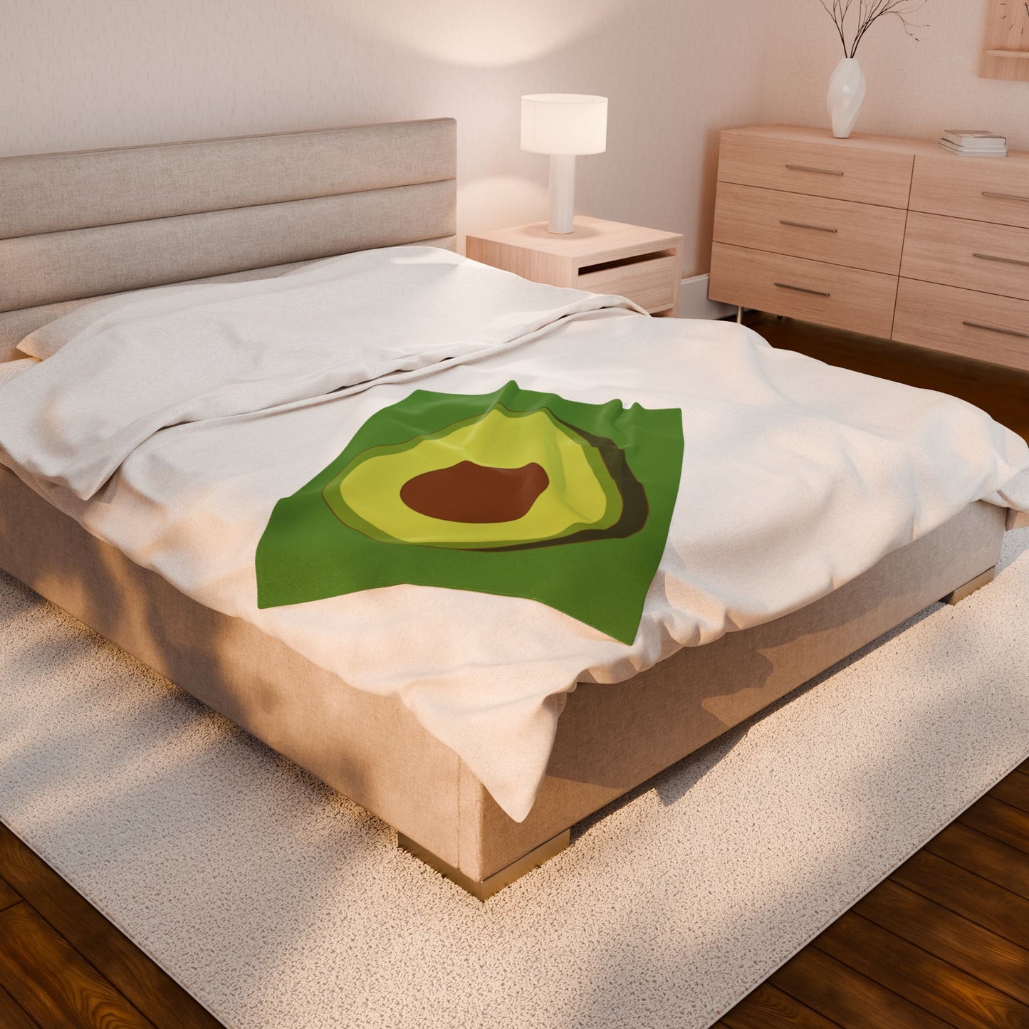 Velveteen Plush Blanket | Halved Avocado Design for Cozy Luxe Comfort