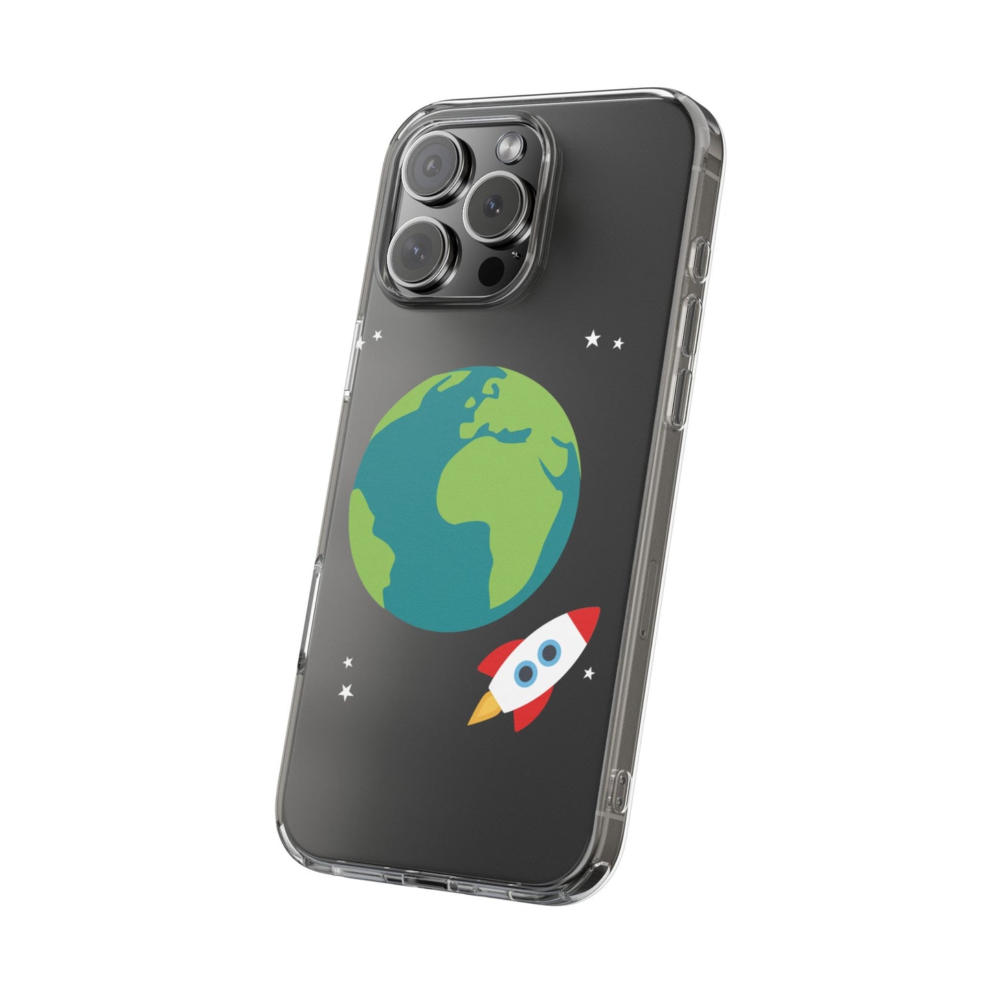 Everyday Launch | Clear Case with Rocket Leaving Earth | Bold – Bright – Space-Inspired Style