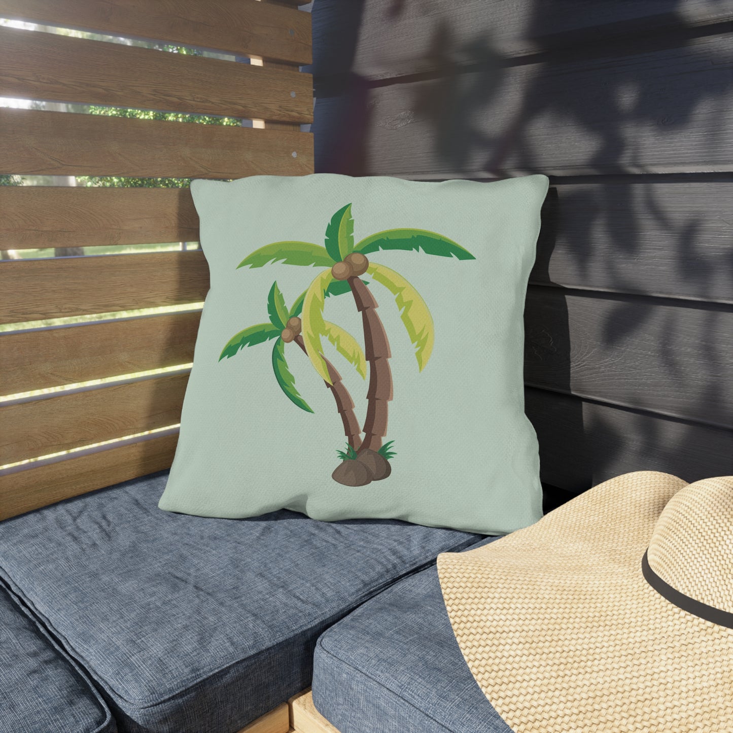 Palm Tree Outdoor Pillow | Tropical Island Vibe Decor