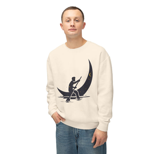 Unisex Lightweight Crewneck Sweatshirt | Rowing on the Moon