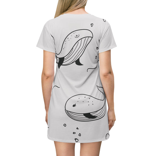 T-Shirt Dress | Cute Whale Duo for a Chill & Happy Day