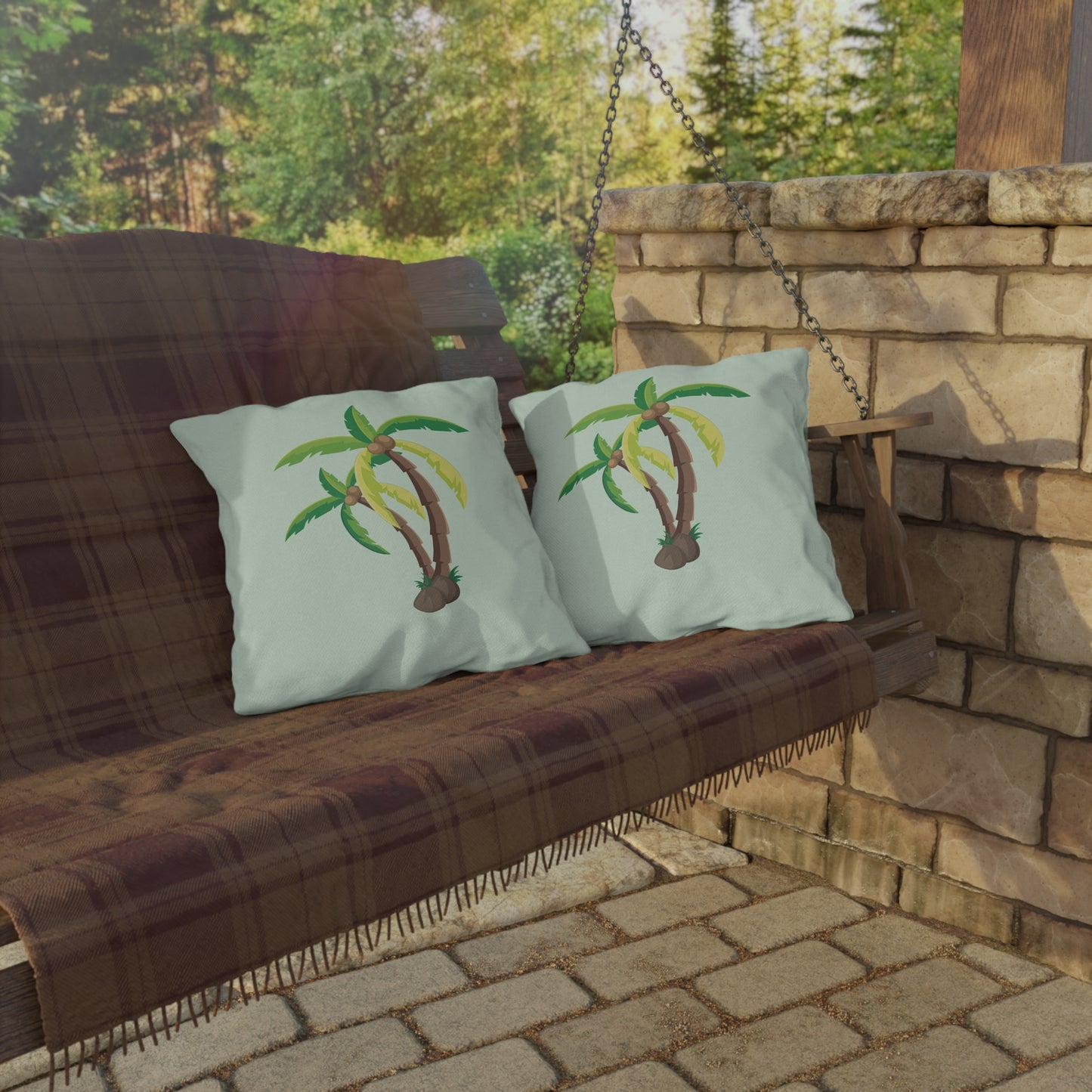 Palm Tree Outdoor Pillow | Tropical Island Vibe Decor