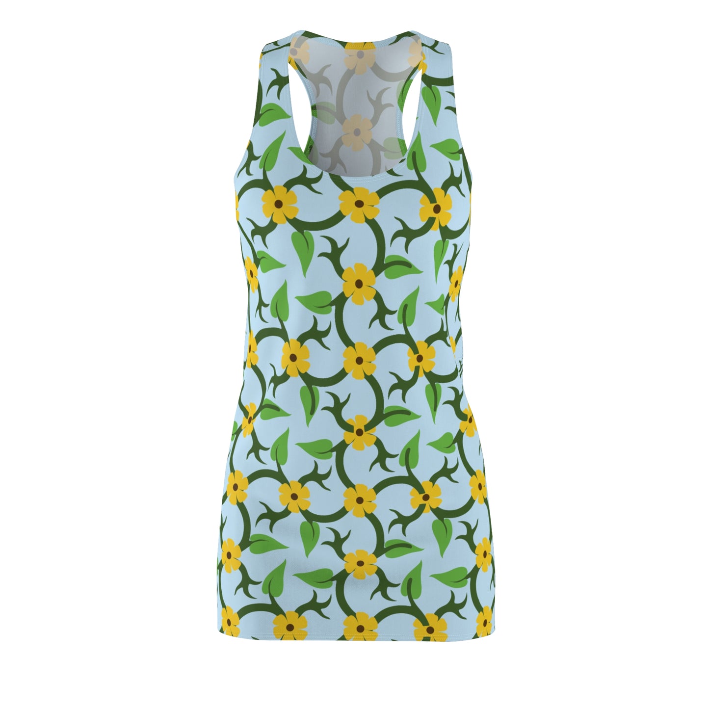 Women’s Racerback Dress | Vibrant Yellow and Green Floral Print