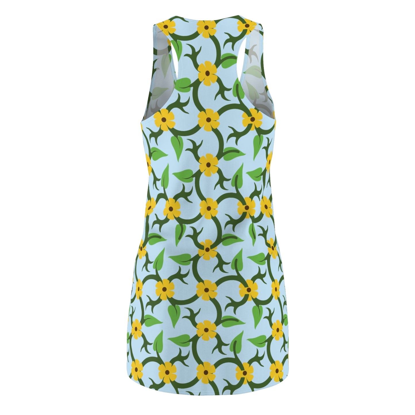 Women’s Racerback Dress | Vibrant Yellow and Green Floral Print