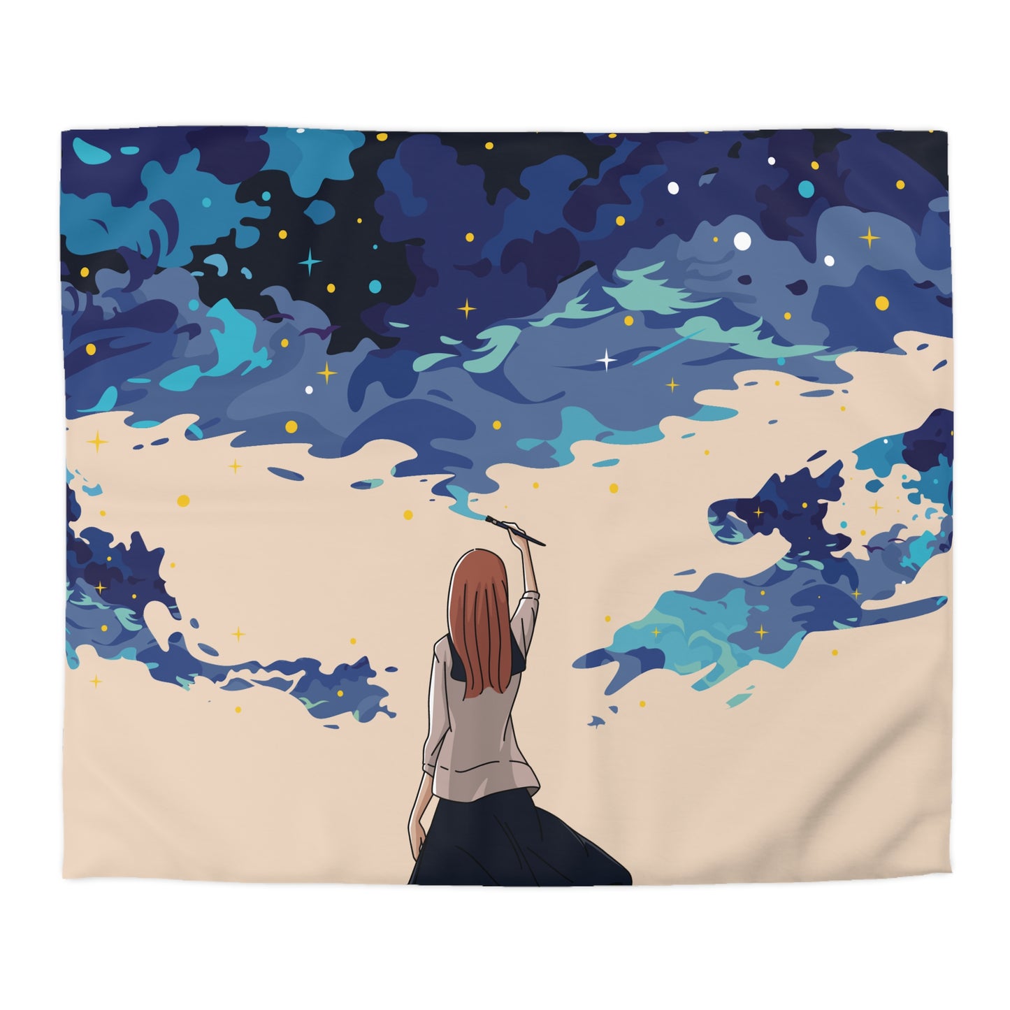 “She Paints the Night Sky” | Artistic Luxury Duvet Cover