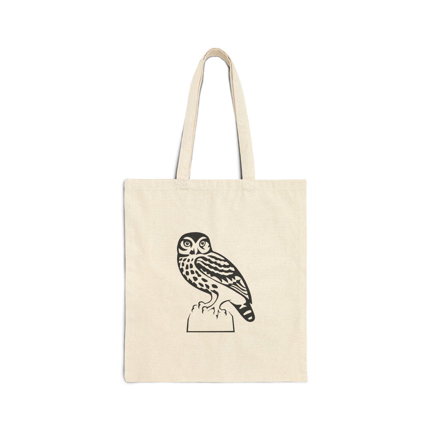Natural Style | Cotton Canvas Tote Bag with Artistic Owl Print