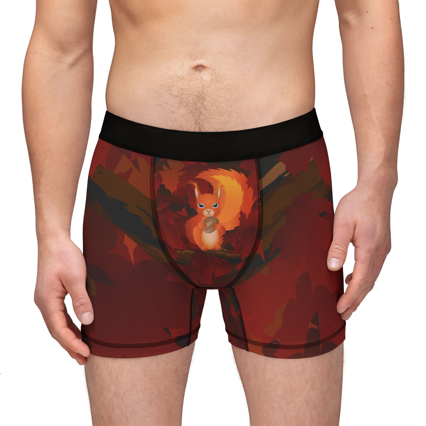 Squirrel Under Maple | Fun Men's Boxers with Woodland Charm | Cute – Comfy – Confident
