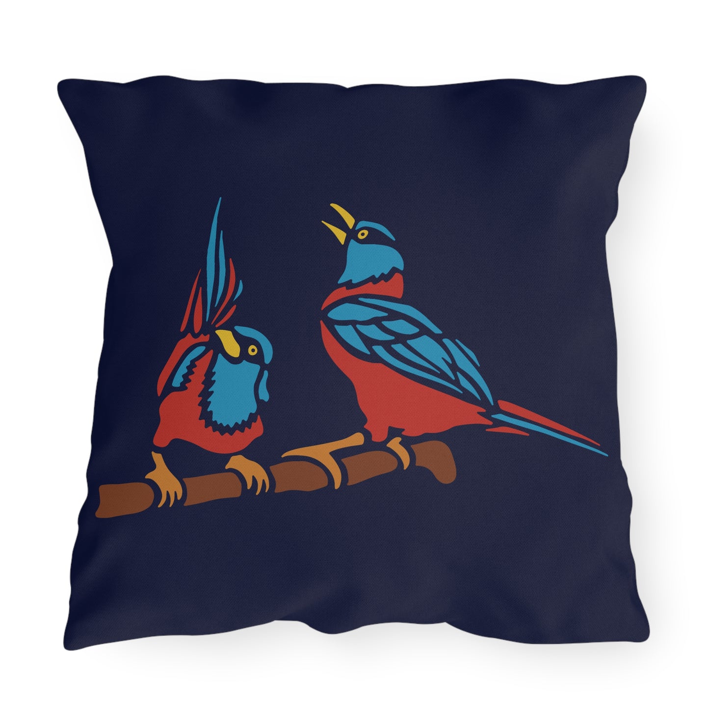 Two Digital Birds | Artistic Outdoor Decorative Pillow