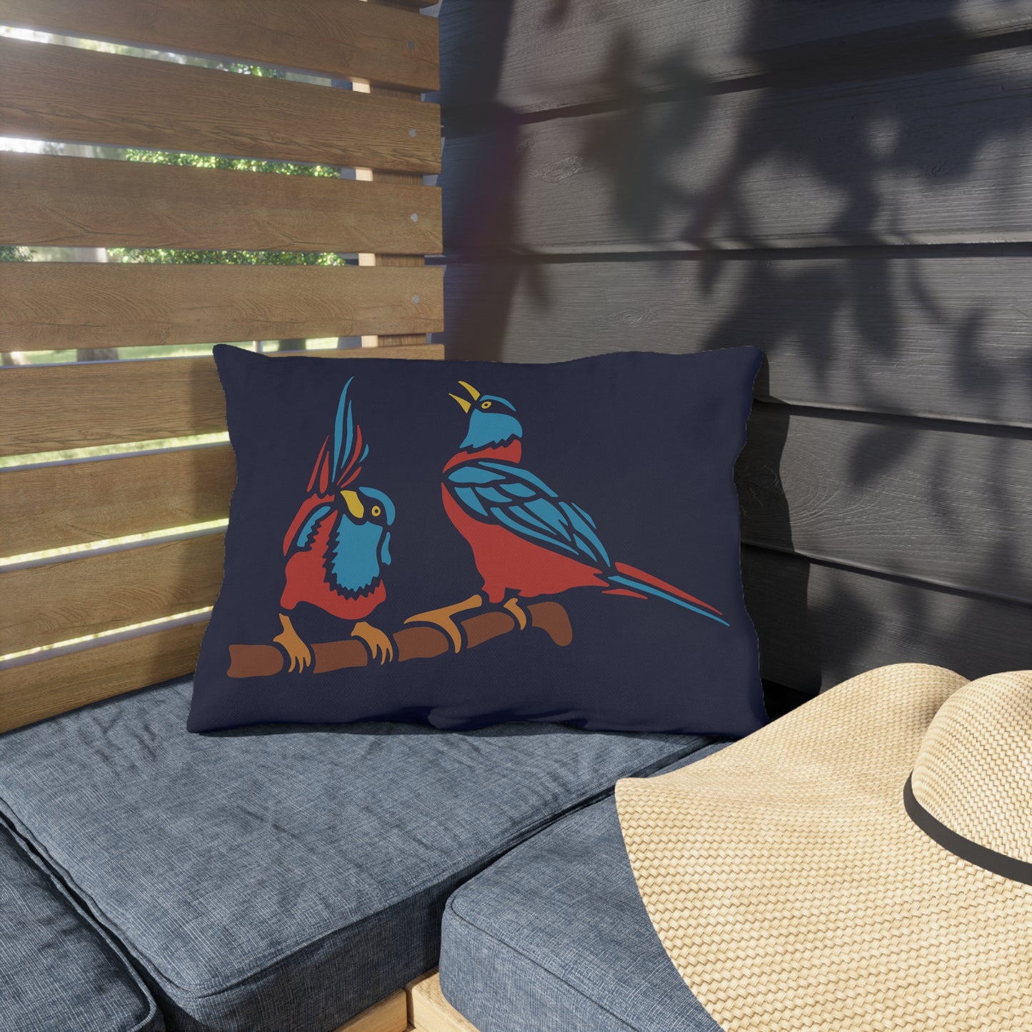 Two Digital Birds | Artistic Outdoor Decorative Pillow