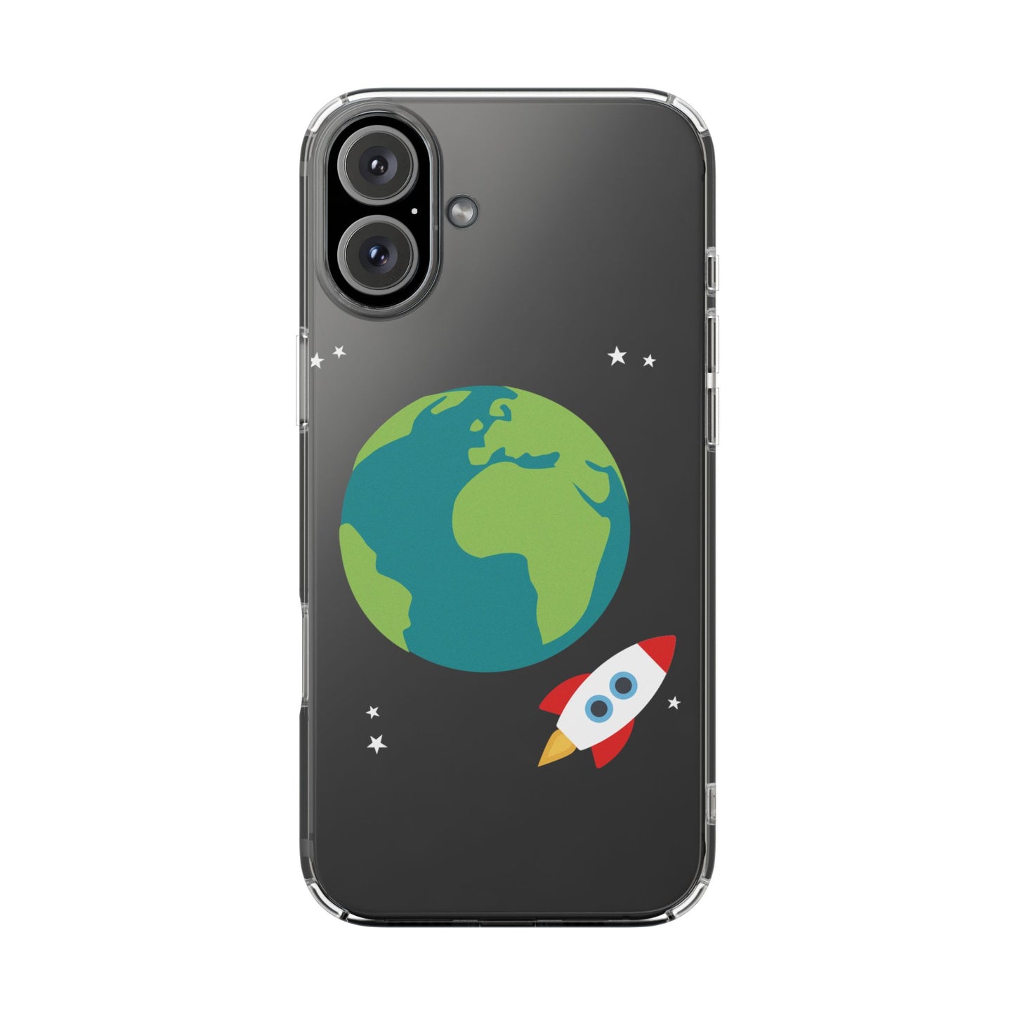 Everyday Launch | Clear Case with Rocket Leaving Earth | Bold – Bright – Space-Inspired Style