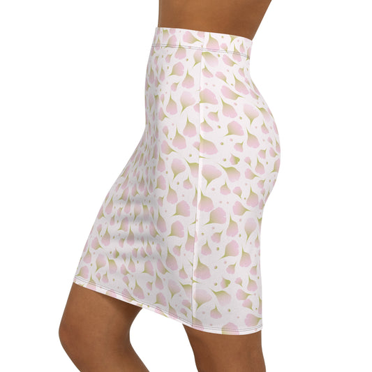 Mid‑Waist Pencil Skirt | Rose Petals | Elegant & Feminine