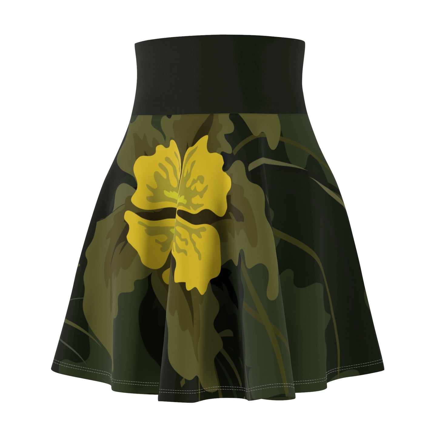 Women's Skater Skirt | Yellow Flowers on Green | Delicate & Bold