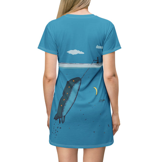 Deep Sea Submarine Voyage | Artistic Ocean-Inspired T-Shirt Dress