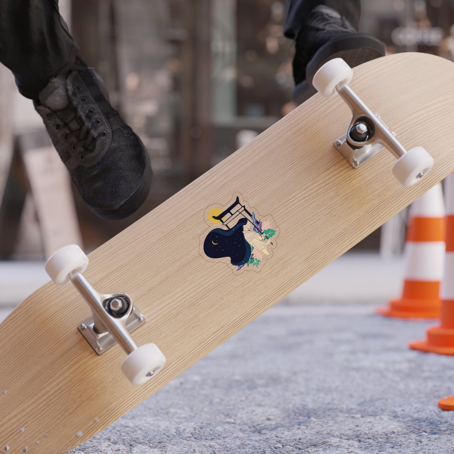 Japanese Torii Girl Transparent Sticker | Minimal & Cultural Elegance