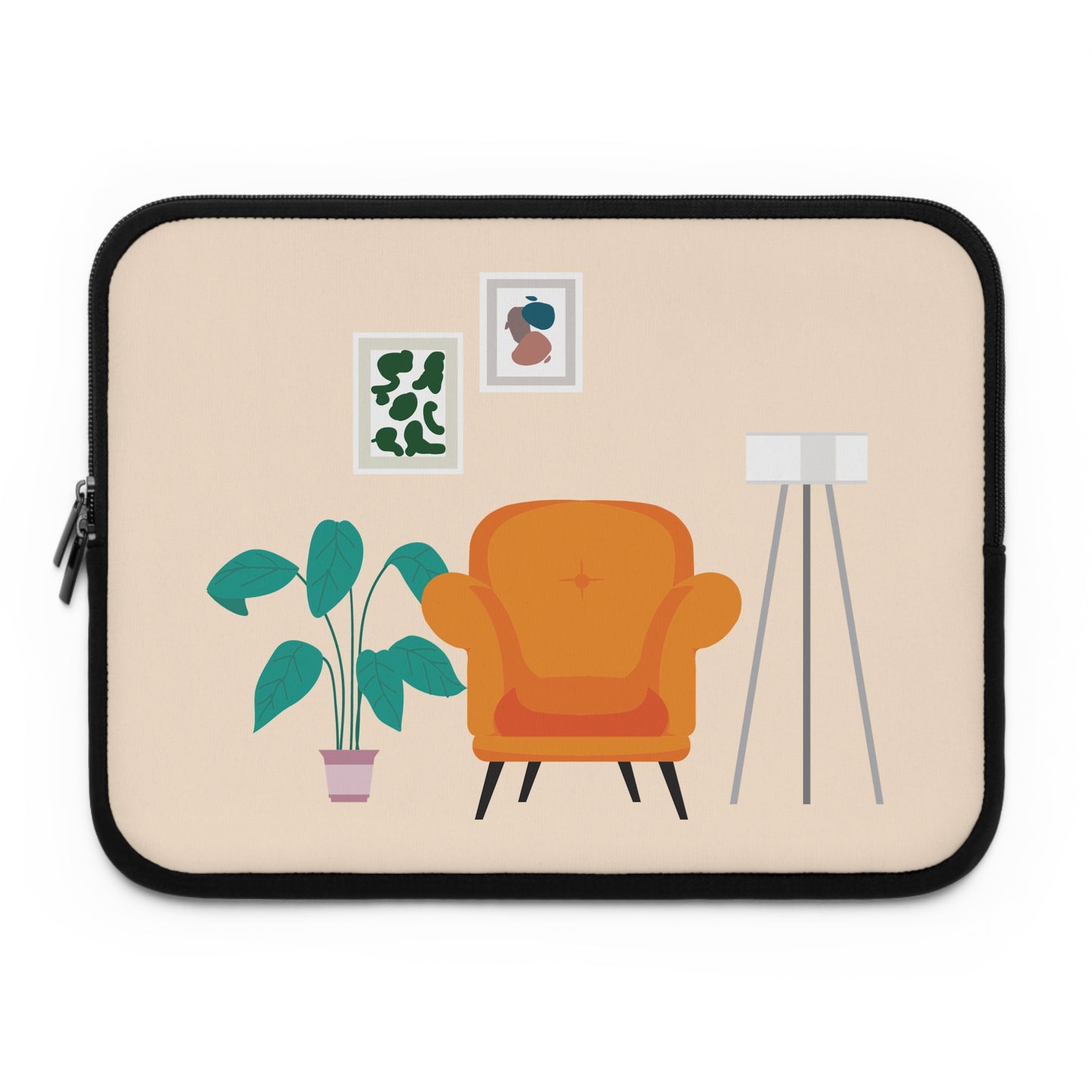 Clean Work, Clean Mind | Laptop Sleeve with Minimalist Living Room Print | Sleek – Stylish – Smart