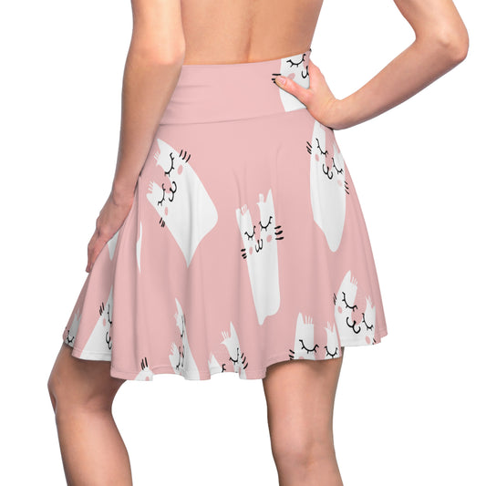 Pink Kitty Sweet Vibes Skater Skirt | Cute and Sweet Cat Design for Girls