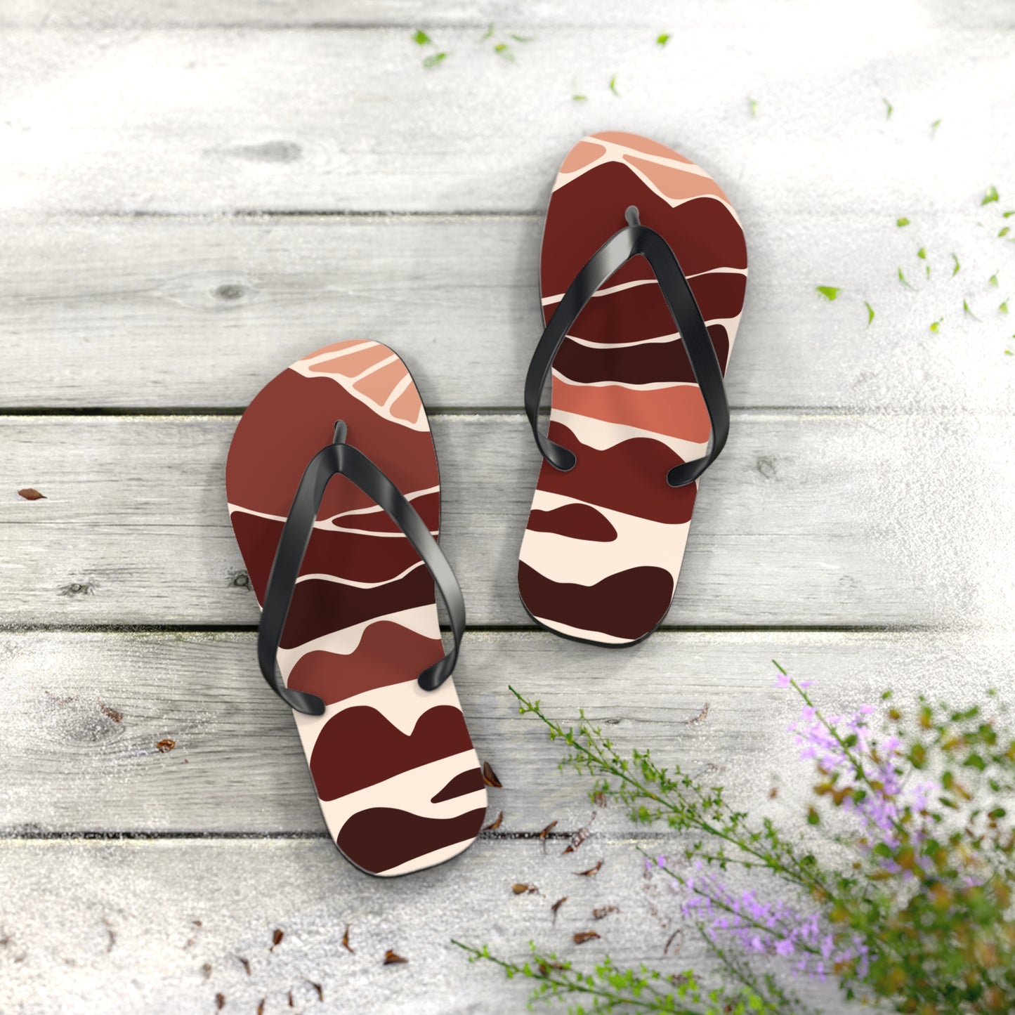SolMori | Minimalist Flip-Flops with Abstract Sun & Mountain Print