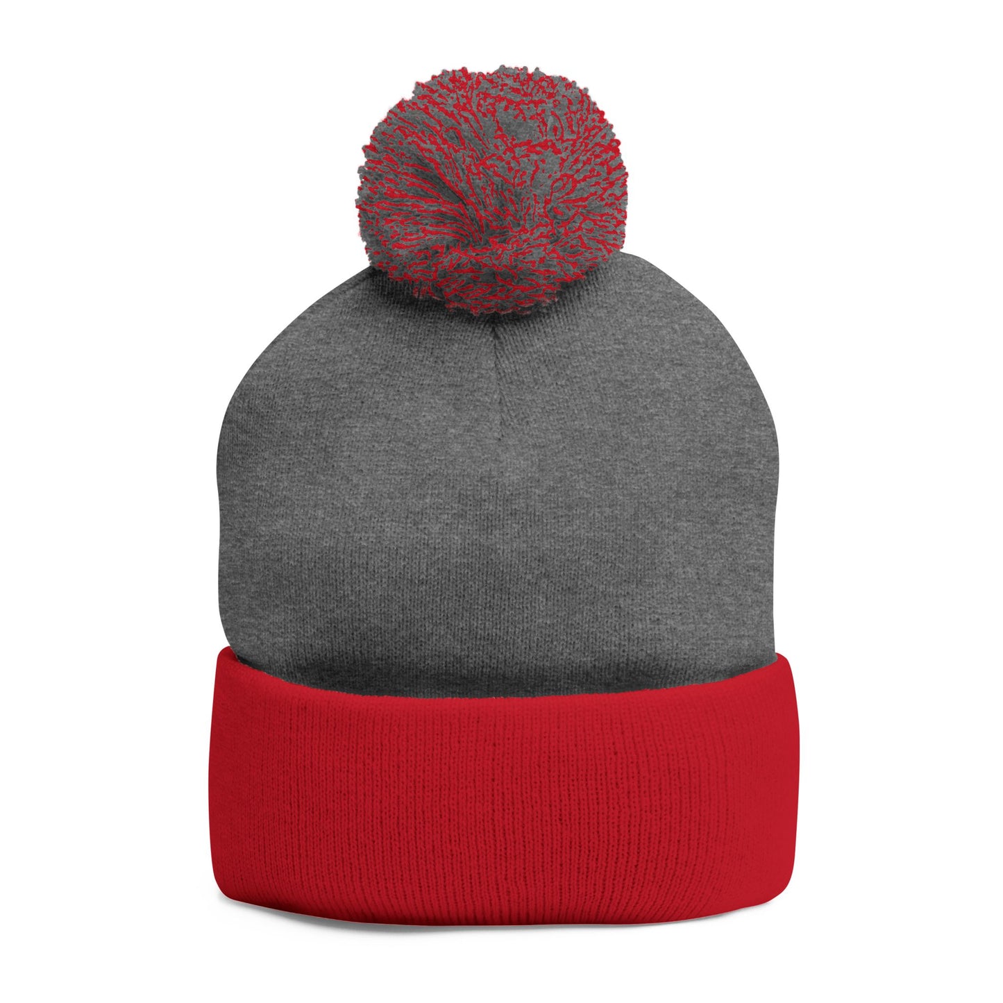 Decorative Floral Charm | Embroidered Pom-Pom Knit Cap