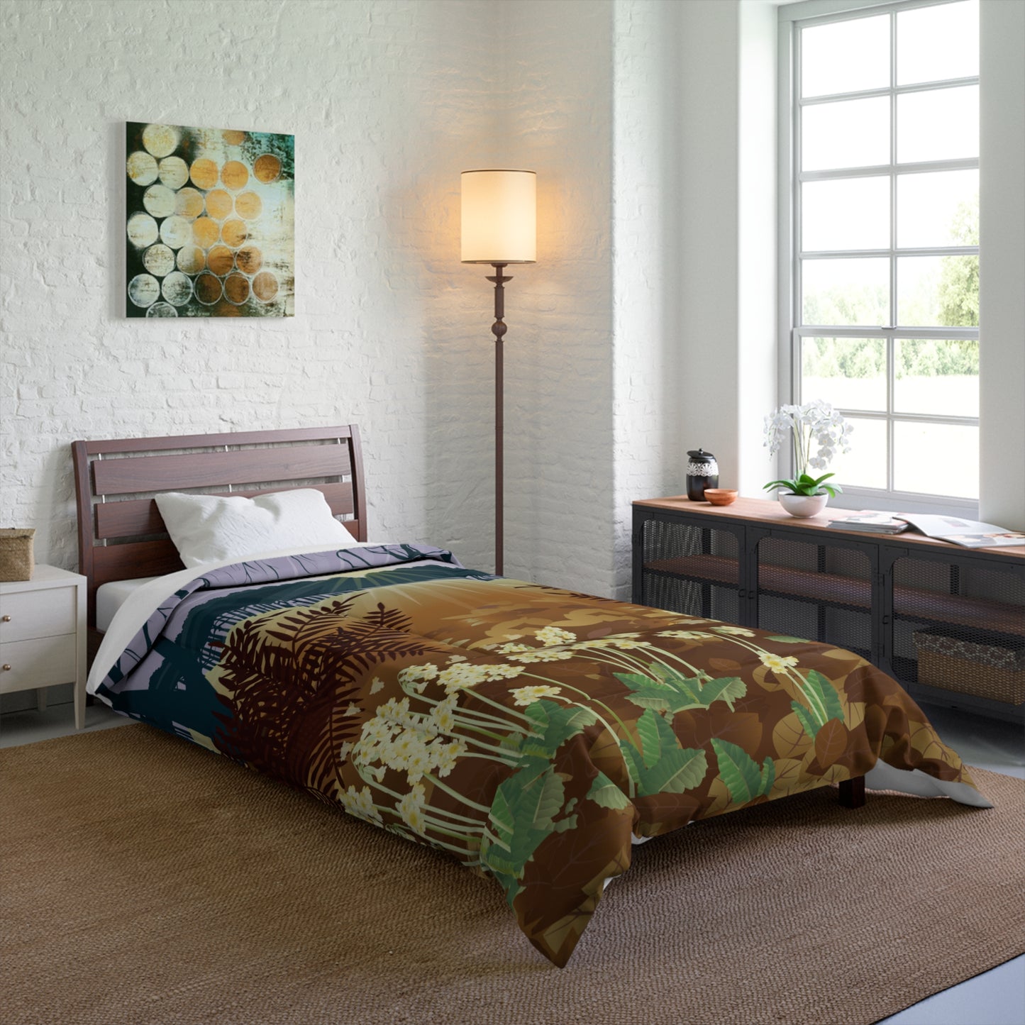 Sunrise Comforter | Morning Light Through Wildflowers | Nature-Inspired Elegance