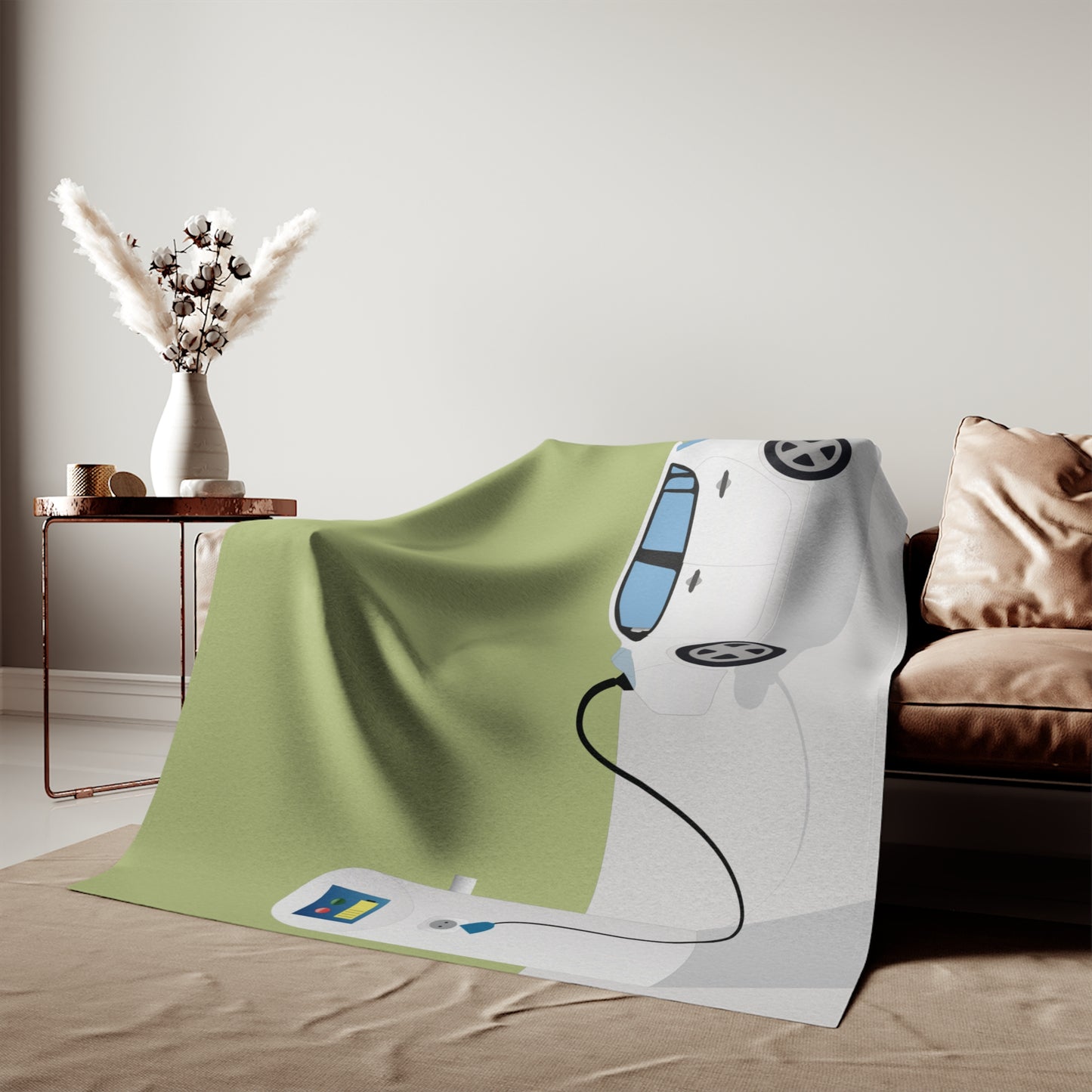 Charge & Chill | Minimalist Electric Charging Station Sweatshirt Blanket