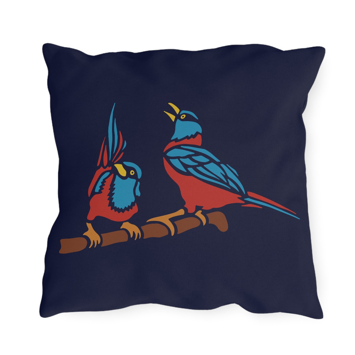 Two Digital Birds | Artistic Outdoor Decorative Pillow