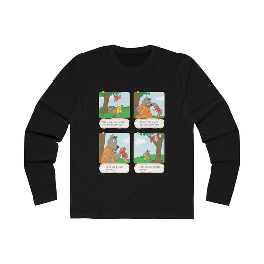 Premium Men's Long Sleeve Tee | Clever Wolf and Squirrel
