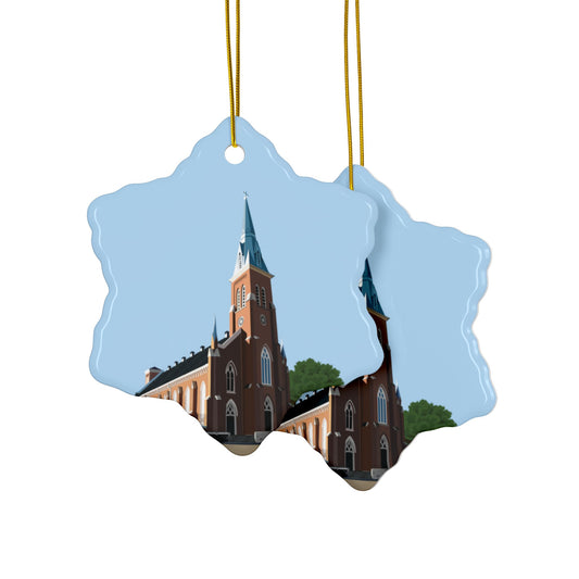 Christmas Ceramic Ornament | Catholic Church Scene | Sacred Holiday Decor