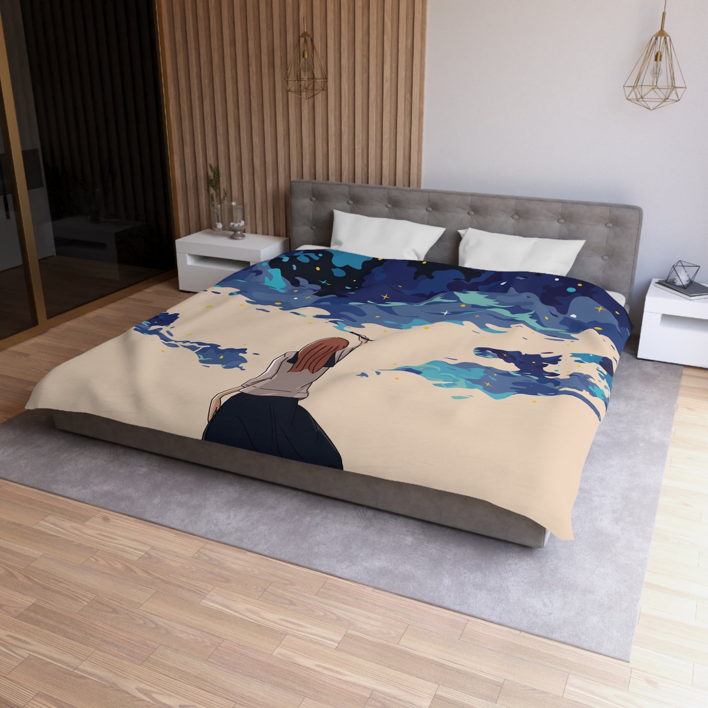 “She Paints the Night Sky” | Artistic Luxury Duvet Cover