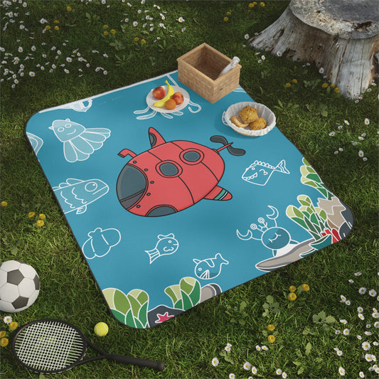 Ocean Dive Adventure Picnic Blanket | Underwater Ocean Vibes Outdoor Blanket