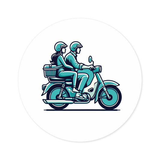 Round Sticker | Couple on the Road