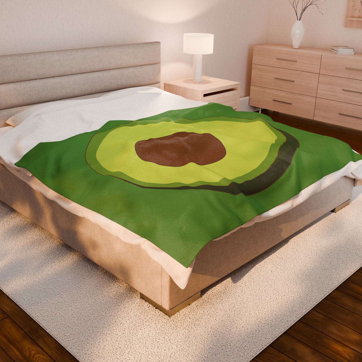 Velveteen Plush Blanket | Halved Avocado Design for Cozy Luxe Comfort