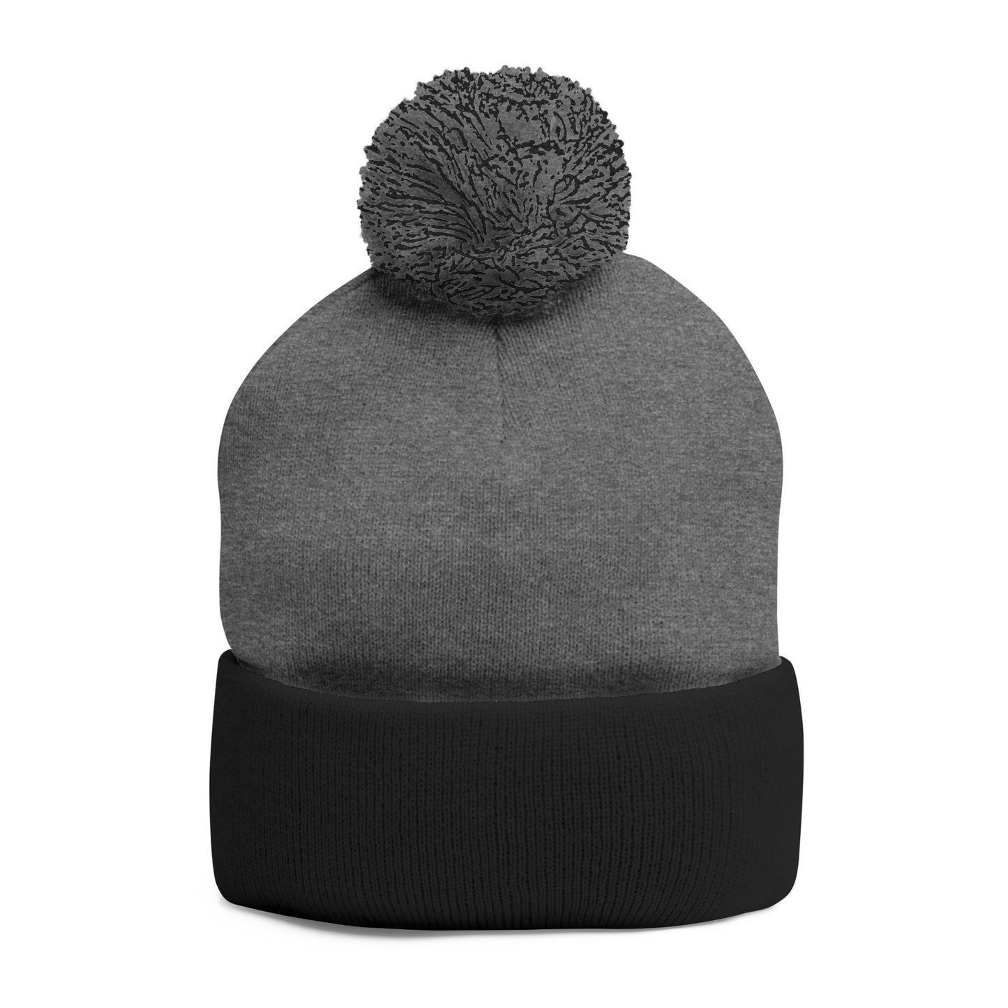Decorative Floral Charm | Embroidered Pom-Pom Knit Cap