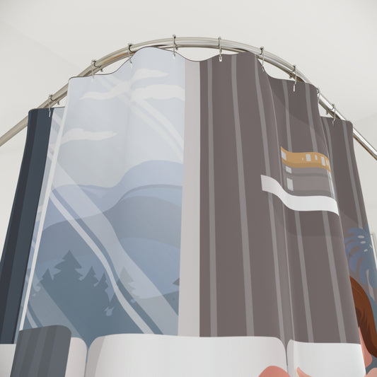 Daily Cozy Mood | Artistic Shower Curtain - Girl Reading with Dog