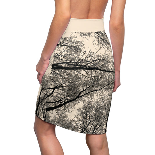 Dry Forest Allure | Women’s Pencil Skirt | Sleek & Stylish With a Nature Twist