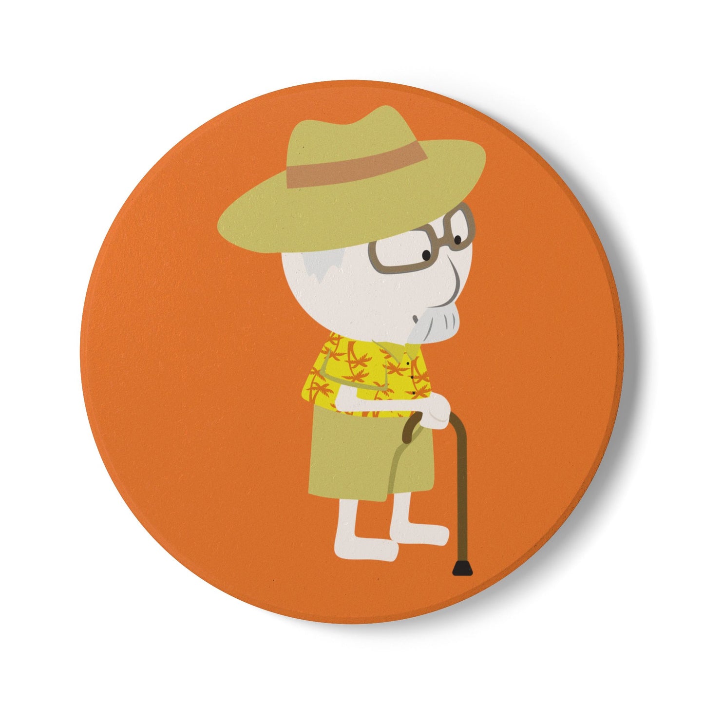 Ceramic Coaster | Grandpa with Cane | Whimsical & Minimalist