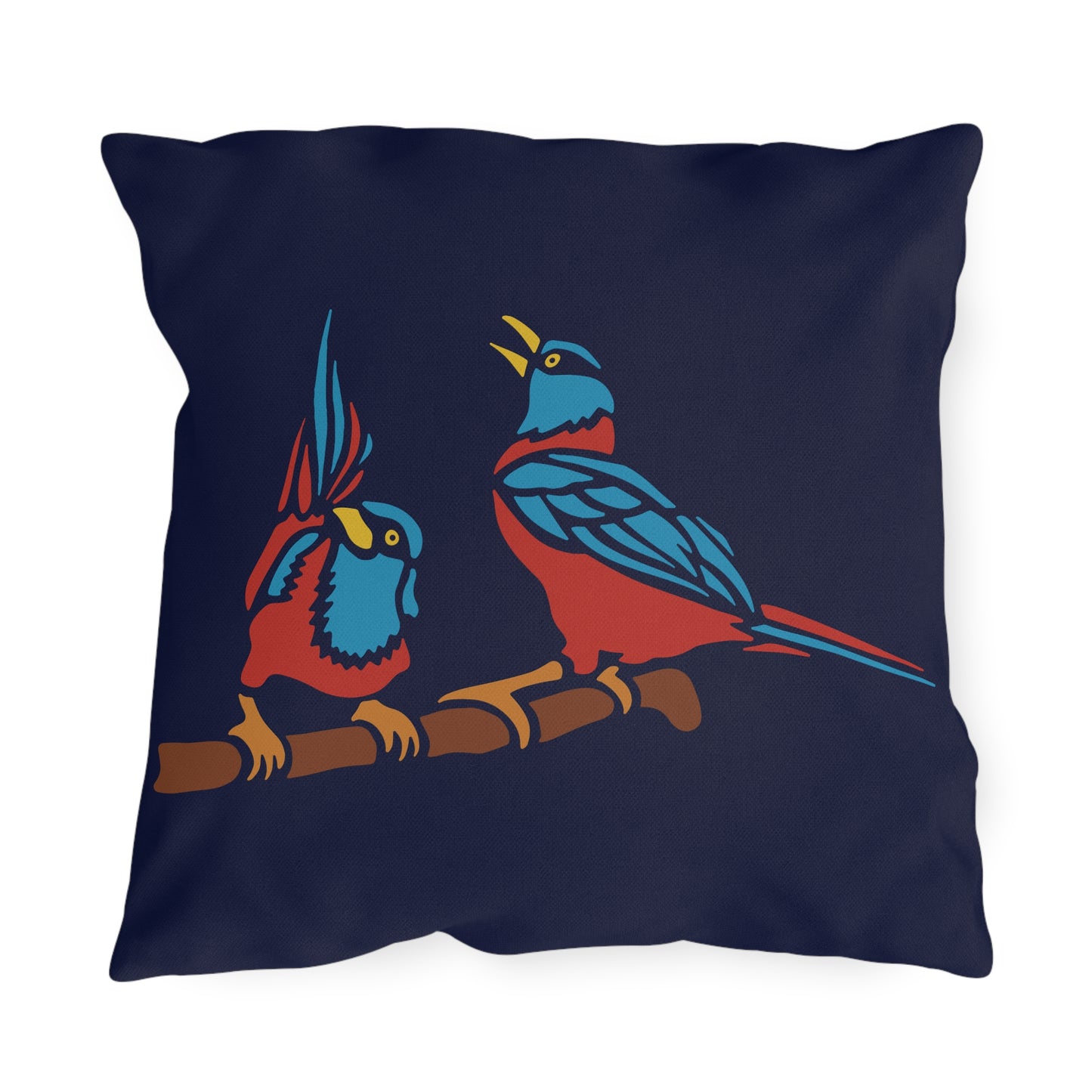Two Digital Birds | Artistic Outdoor Decorative Pillow