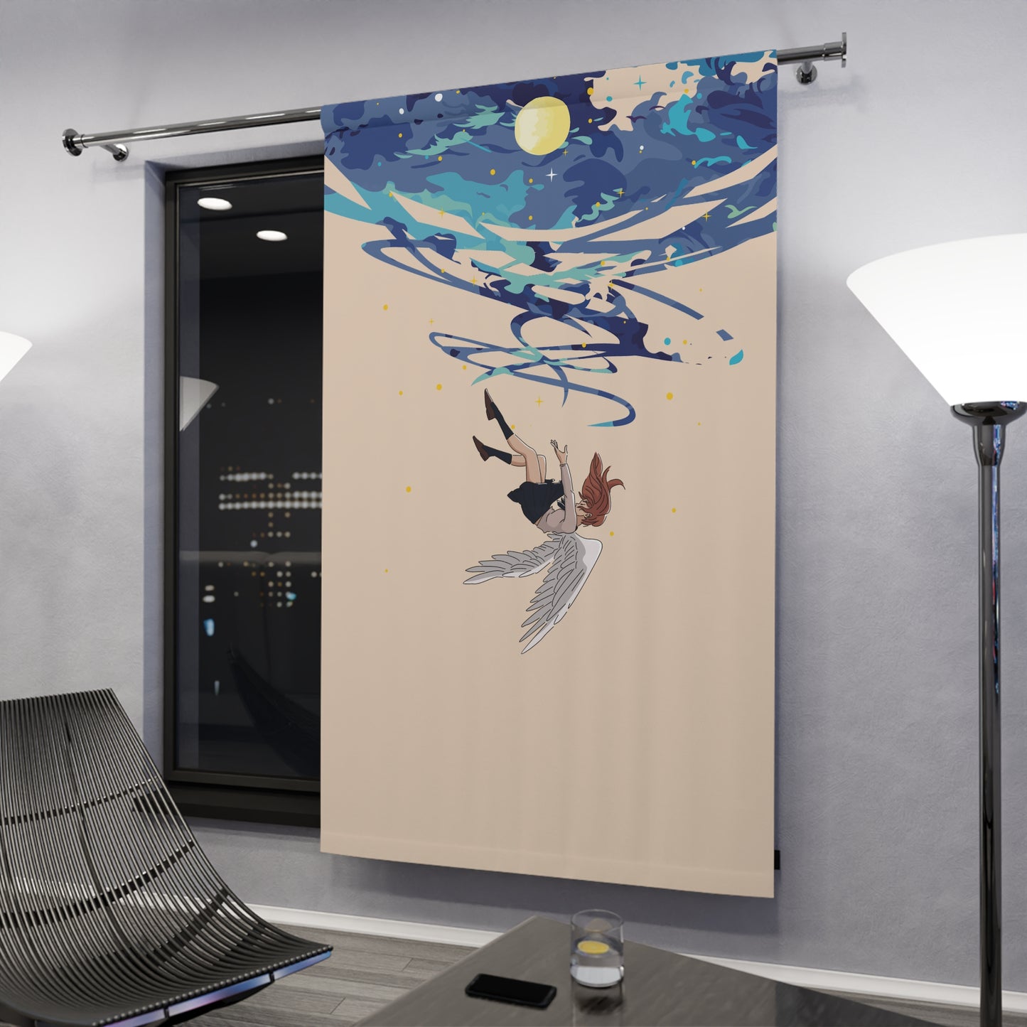 “Falling Angel from the Moon” Curtain | A Veil of Celestial Emotion