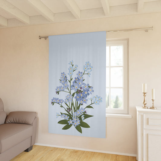 Blue Wildflower Curtain | Elegant Window Decoration