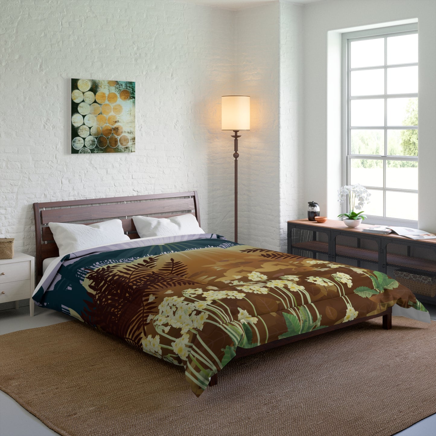 Sunrise Comforter | Morning Light Through Wildflowers | Nature-Inspired Elegance